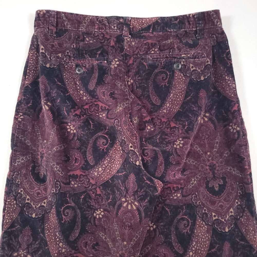 St Johns Bay Women Sueded Pants Size‎ 8 Paisley Print Purple Straight Leg - Picture 10 of 11